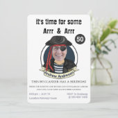 Mens Pirate Birthday Funny Add your Face Great Fun Invitation (Standing Front)