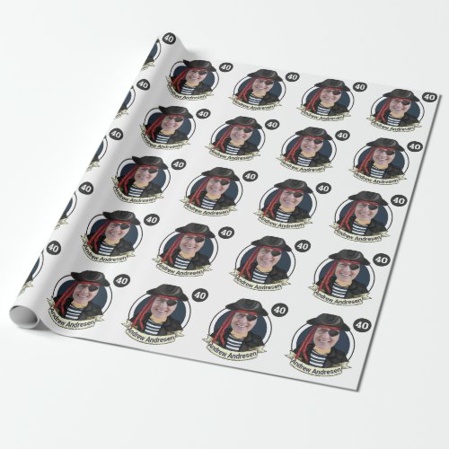 Mens Pirate Birthday Funny Add your Face Great Fun Wrapping Paper