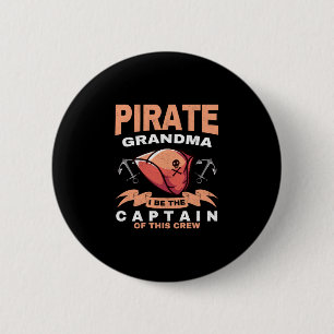 Mens pirate grandma captain caribbean grandmother button