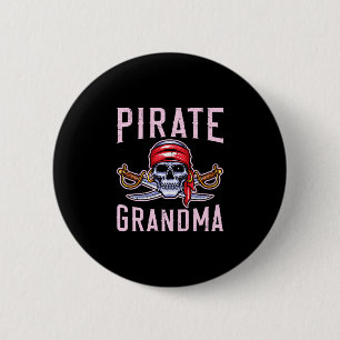 Mens pirate grandma grandmother granny pirate button