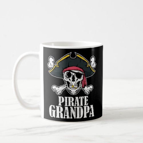 Mens Pirate Grandpa Birthday Jolly Roger Flag Pira Coffee Mug