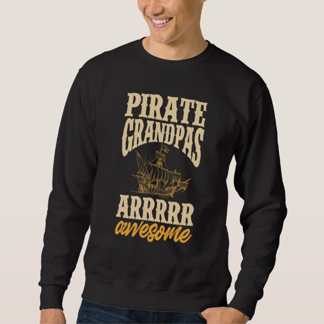 Mens  Pirate  Grandpa Jolly Roger Freebooter 3 Sweatshirt (Front)