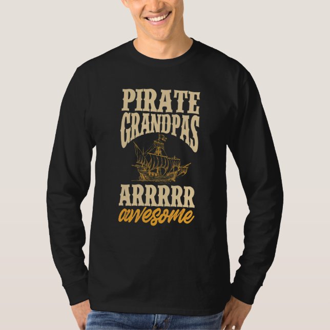 Mens  Pirate  Grandpa Jolly Roger Freebooter 3 T-Shirt (Front)