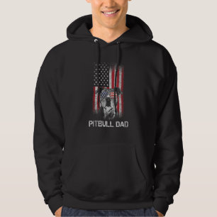 Mens Pitbull American Flag 4th Of July Pitbull Dad Hoodie