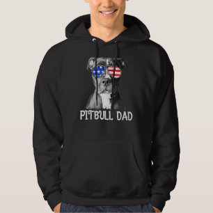 Mens Pitbull Dad American Flag Patriotic Dog 4th O Hoodie