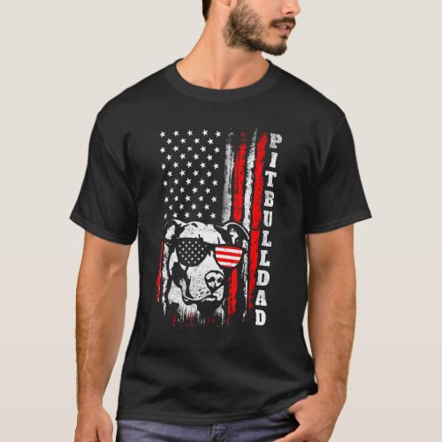Mens Pitbull Dad  Pit Bull Dog 4th Of July America T_Shirt