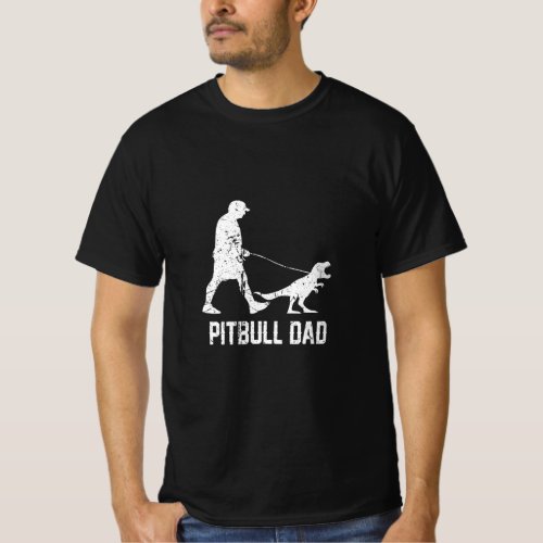 Mens Pitbull Dad Trex Dinosaur pitbull Owners Funn T_Shirt