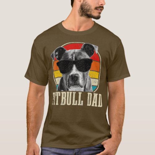 Mens Pitbull Dad Vintage Sunglasses Funny Dog Owne T_Shirt