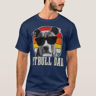 Mens Pitbull Dad Vintage Sunglasses Funny Dog Owne T-Shirt