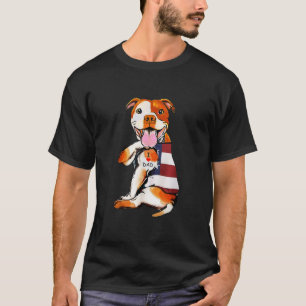 Mens PitBull Dog Tattoo I Love Dad  T-Shirt