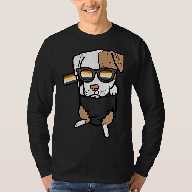 Mens Pitbull Pocket Dog Lgbtq Gay Bear Flag Gay Pr T-Shirt (Front)