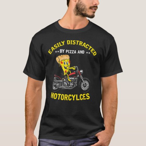 Mens Pizza And Motorcycles Bike Biker Dad Motorcyc T_Shirt
