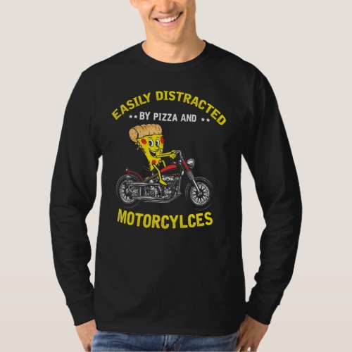 Mens Pizza And Motorcycles Bike Biker Dad Motorcyc T_Shirt