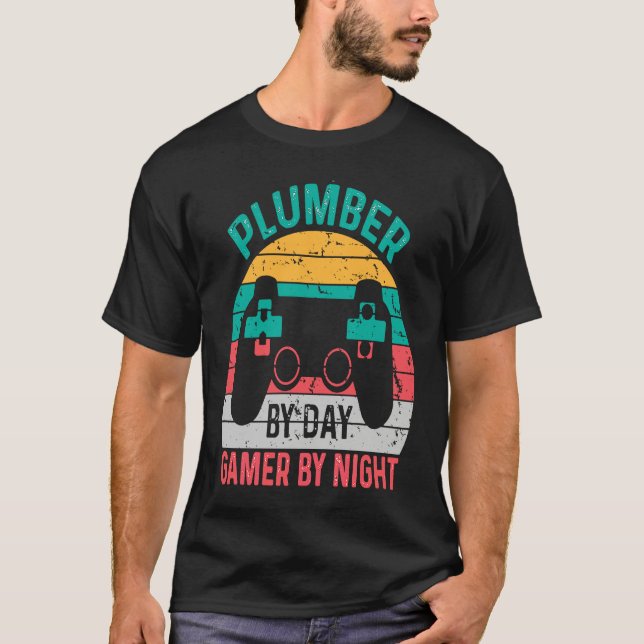 Men's  Plumber By Day Gamer By Night T-Shirt (Front)