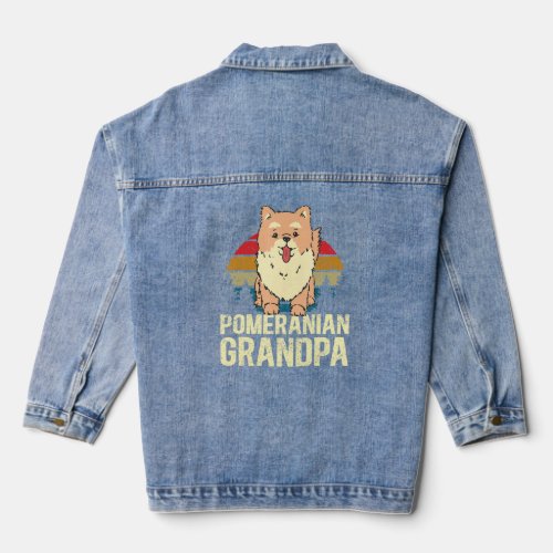Mens Pomeranian Grandpa Dog Owner Pomeranian  Denim Jacket