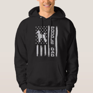 Mens Poodle Dad Us Flag Vintage Patriot Dog Lover  Hoodie