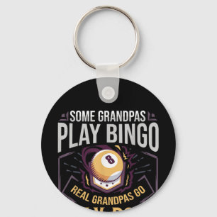 Mens Pool Billiards Gift Grandpa 8 Ball Player Keychain
