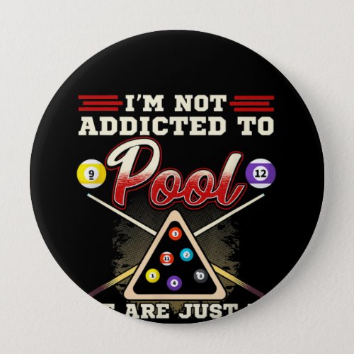 Mens Pool Player  8 Ball Billiards Shooting Pool Button