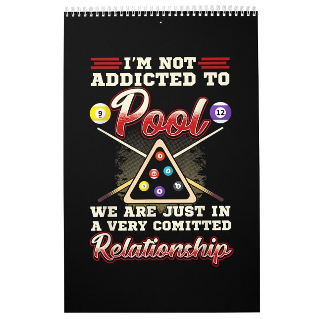 Mens Pool Player  8 Ball Billiards Shooting Pool Calendar (Cover)