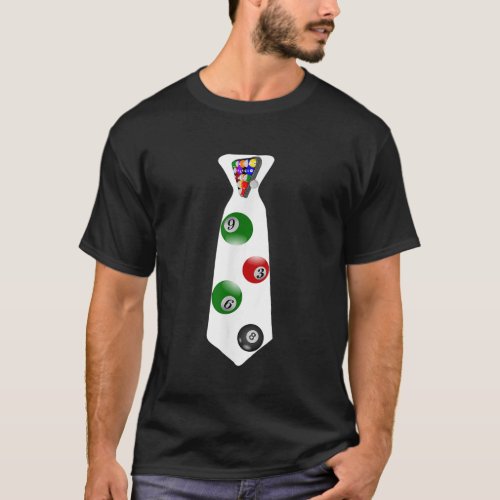 Mens Pool Player Necktie Pocket Billiard Balls Tie T_Shirt