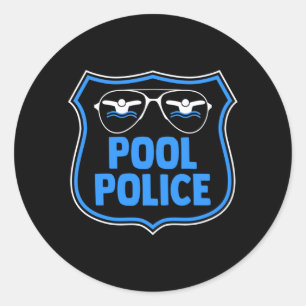 Mens Pool Police Beach And Pool Attendant Rescuer Classic Round Sticker