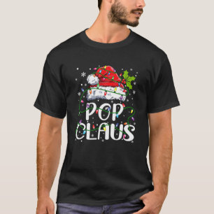 Mens Pop Claus Christmas Santa Hat Matching Family T-Shirt