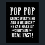 Mens Pop Pop Know Everything Fathers Day Funny Poster<br><div class="desc">Mens Pop Pop Know Everything Fathers Day Funny Pop Pop Grandpa Gift. Perfect gift for your dad,  mom,  papa,  men,  women,  friend and family members on Thanksgiving Day,  Christmas Day,  Mothers Day,  Fathers Day,  4th of July,  1776 Independent day,  Veterans Day,  Halloween Day,  Patrick's Day</div>