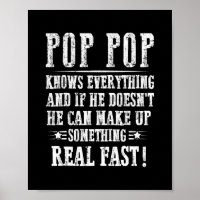 Mens Pop Pop Know Everything Fathers Day Funny