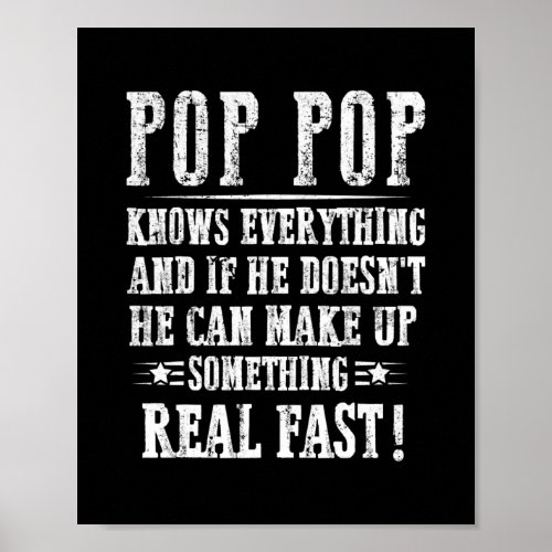 Mens Pop Pop Know Everything Fathers Day Funny Poster