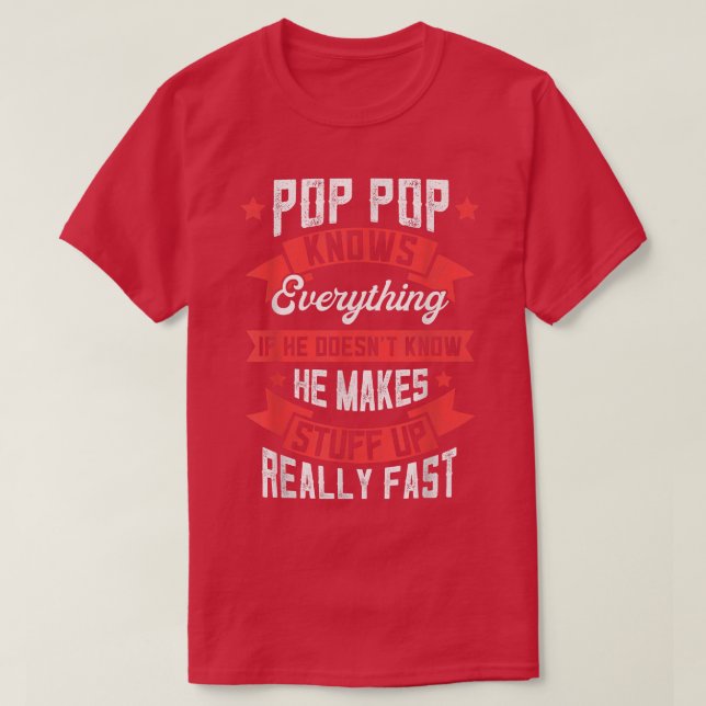Mens Pop Pop Knows Everything Apparel, Funny Fathe T-Shirt (Design Front)