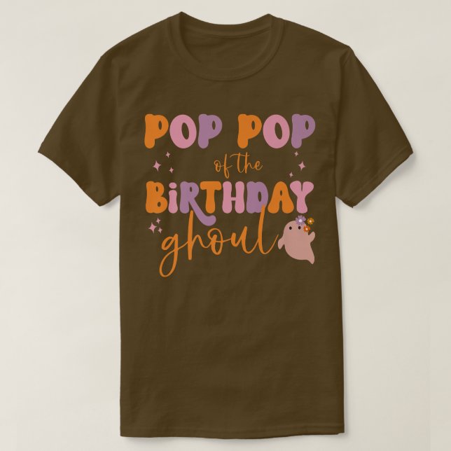 Mens Pop Pop of the Birthday Ghoul Ghost Halloween T-Shirt (Design Front)