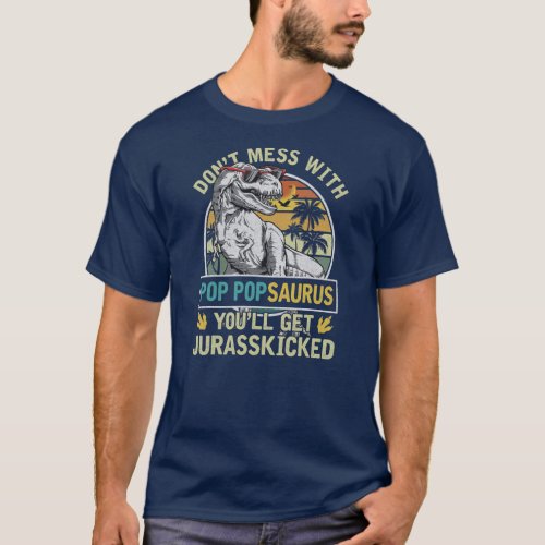 Mens Pop Pop T Rex Saurus Papasaurus Dinosaurs T_Shirt