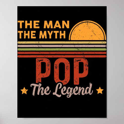 Mens Pop The Man Myth Legend Retro Grandpa Poster