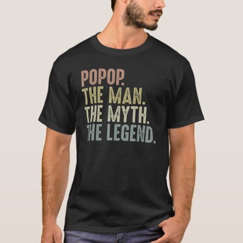 Mens Popop  Fathers Day  For Men Popop Man Myth Le T_Shirt