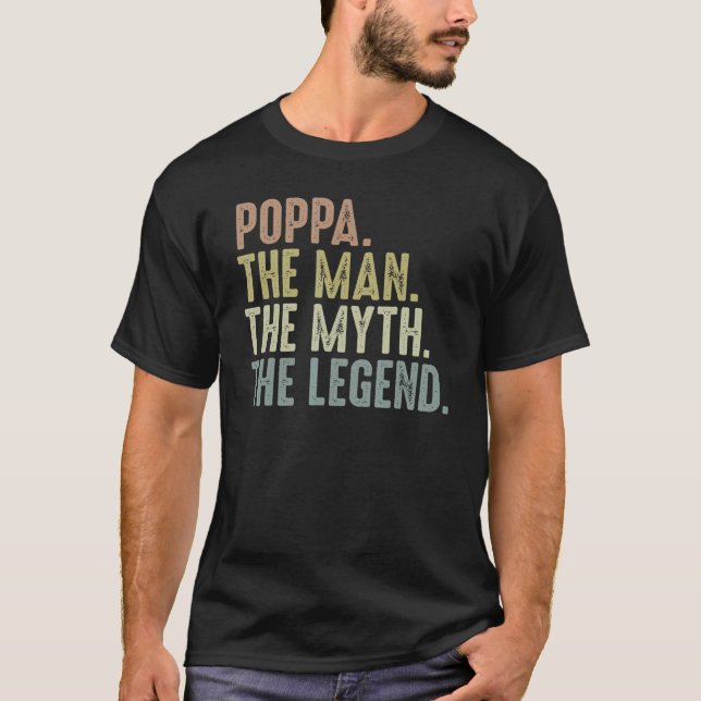 Mens Poppa Man Myth Legend For Men  Fathers Day Po T-Shirt (Front)