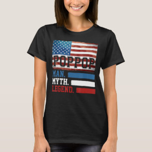 Mens Poppop The Man Myth Legend American Flag Fath T-Shirt