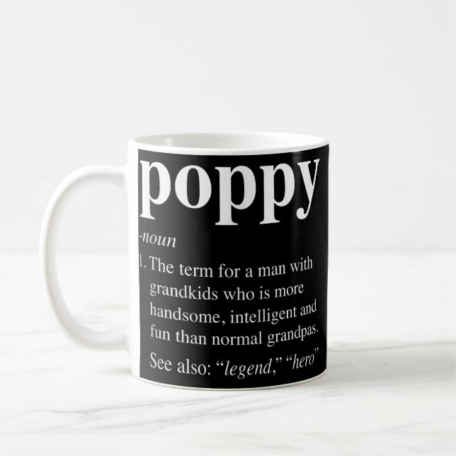Mens Poppy Definition Funny Dictionary Entry for Coffee Mug (Left)