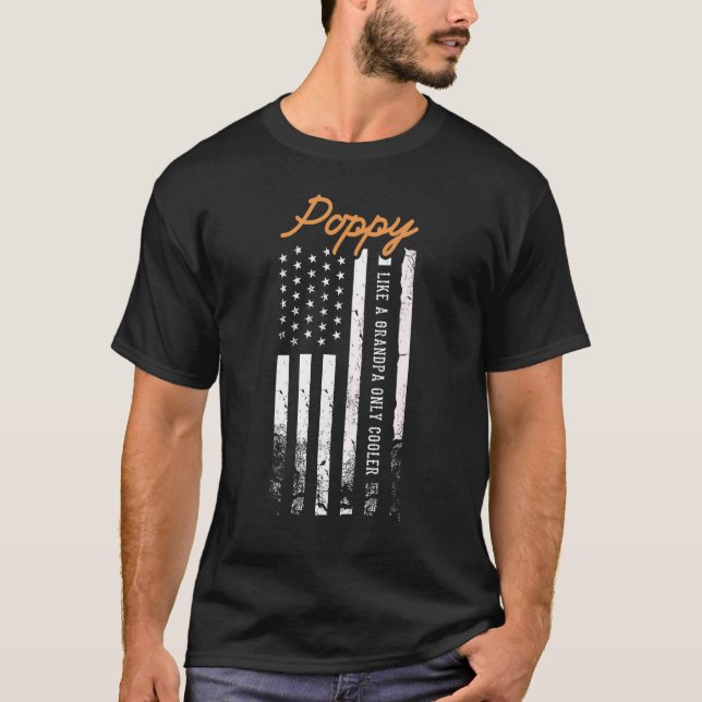 Mens Poppy Like A Grandpa Only Cooler Fathers Day  T-Shirt (Front)