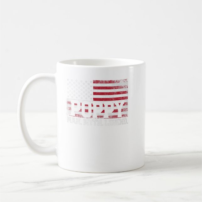 Mens Poppy The Man Myth Legend American Flag Fathe Coffee Mug (Left)