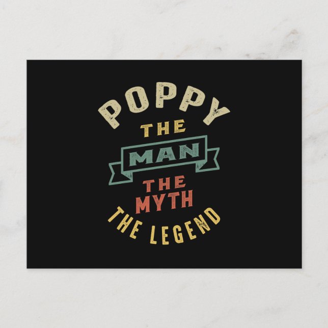 Mens Poppy The Man Myth Legend Father Gift Postcard (Front)