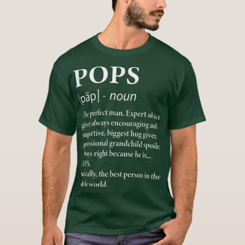 Mens Pops Definition Grandpa  Funny Grandfather  T_Shirt