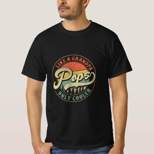 Mens Pops Like a Grandpa Only Cooler Vintage Retro T_Shirt