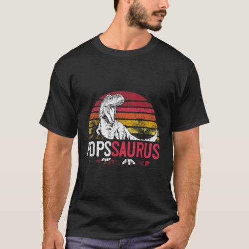 Mens Pops Saurus Fathers Day Popssaurus T Rex Dino T_Shirt