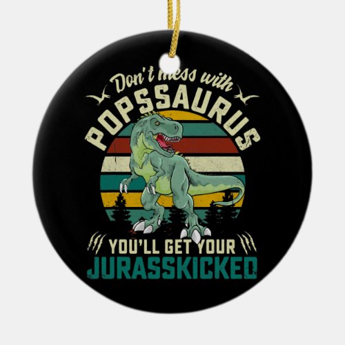 Mens Pops T Rex Saurus Dinosaurs Family Matching Ceramic Ornament