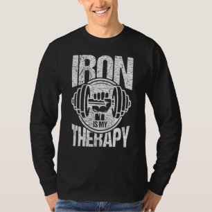 Mens Powerlifting Strongman  Iron Is My Therapy Fi T-Shirt
