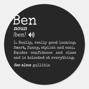 Mens Prank First Name Meaning Dictionary Classic Round Sticker