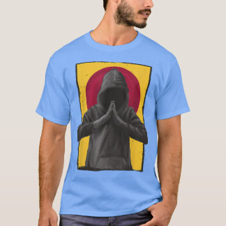 Mens Praying Hood Japanese Flag Anime T-Shirt