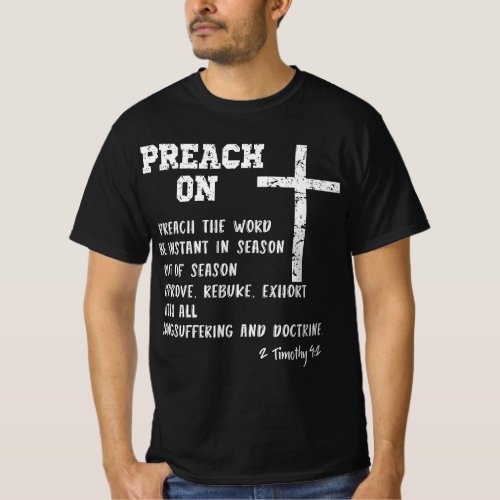 Mens Preach On Pastor Appreciation with KJV Script T_Shirt