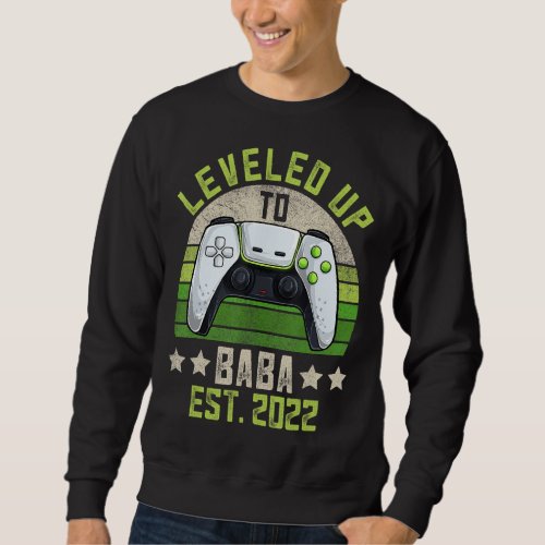 Mens Pregnancy Announcement Gamer Grandpa  Leveled Sweatshirt