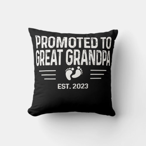 Mens Pregnancy Reveal Promoted to Great Grandpa Throw Pillow